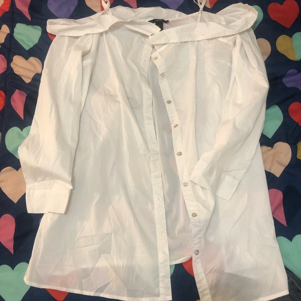 White forever 21 off the shoulder shirt with straps